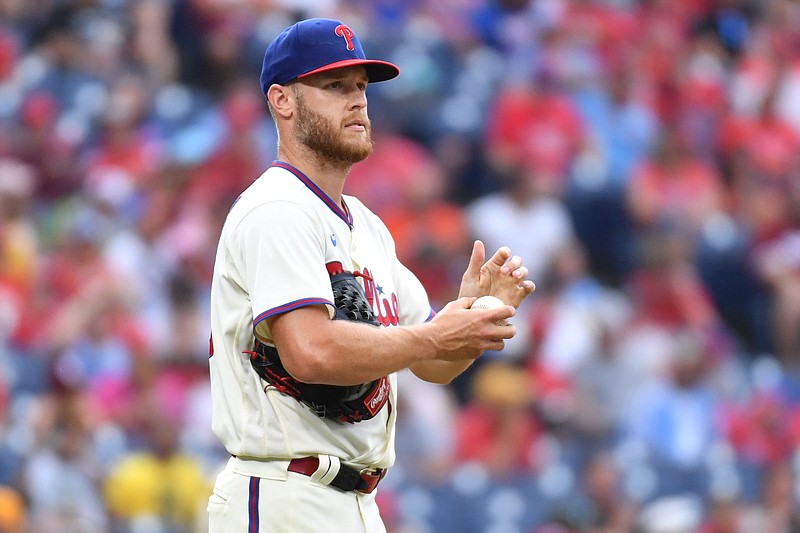 Jul 16, 2023; Philadelphia, Pennsylvania, USA;  Philadelphia Phillies starting pitcher Zack Wheeler (45) against the San Diego Padres at Citizens Bank Park. Mandatory Credit: Eric Hartline-USA TODAY Sports