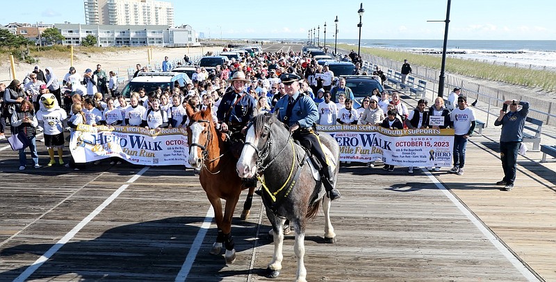 The N.J. State Police Mounted Unit joined with marchers at the 2023 walk and will be back again this year. (Photo courtesy of the John R. Elliott HERO Campaign)