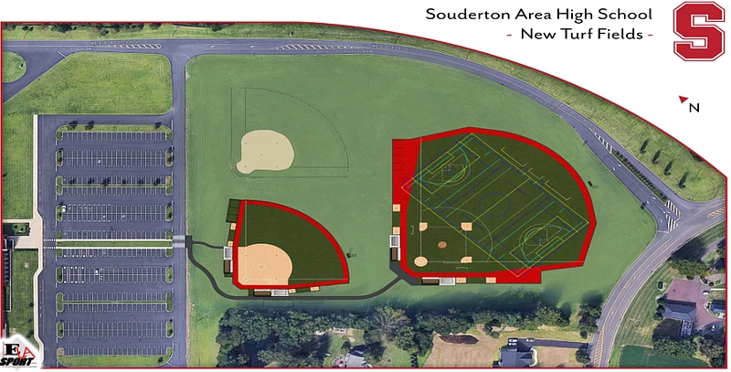 The field will be constructed on the old ninth grade football field off Lower Road and the main high school entrance. (Courtesy of FieldTurf)