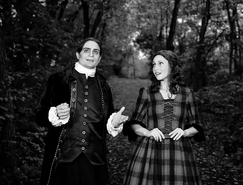 Dustin Lee Yenser as Ichabod, Bara Hrusinska as Katrina  in Playcrafters’ production of “The Legend of Sleepy Hollow.” (SUBMITTED PHOTO)