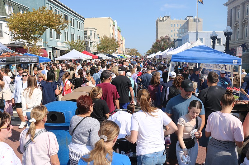 Asbury Avenue becomes a gigantic pedestrian mall for the Fall Block Party.