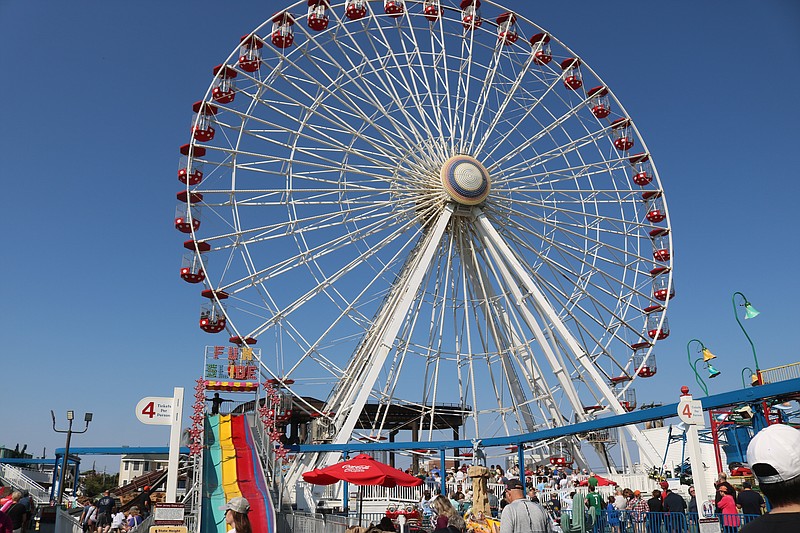 Wonderland Pier's landmark Ferris wheel towers 140 feet above the Boardwalk.