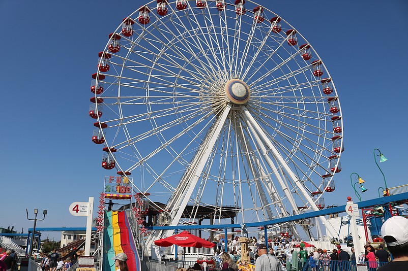 Wonderland Pier's landmark Ferris wheel towers 140 feet above the Boardwalk.