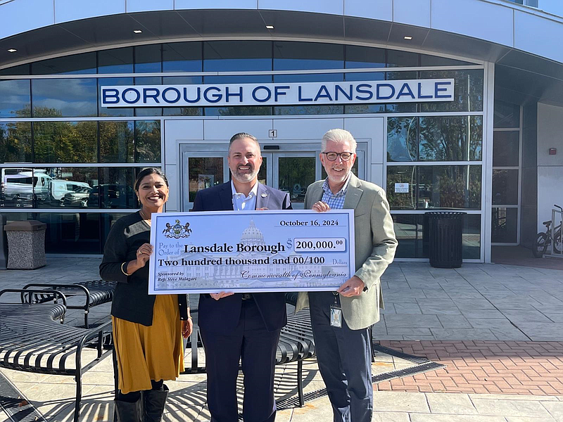 Lansdale Borough Councilor Rafia Razzak, left, State Rep. Steve Malagari, and Lansdale Borough Manager John Ernst. (Credit: Rep. Steve Malagari)