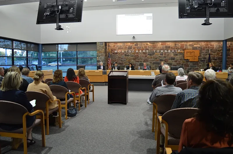 Area residents participate in a Montgomery County Board of Commissioners meeting on Oct. 10, 2024 at the Montgomery Township Building in Montgomeryville.