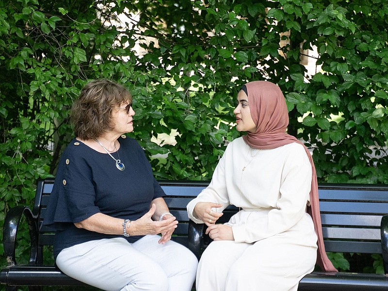 Retired teacher Denise Fischer, left, and Eman Metwaly, a new graduate of the Penn State Abington Elementary and Early Childhood Education program, were paired up through the campus Teacher Education Mentoring Program. (Credit: Penn State. Creative Commons)