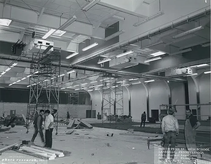 Construction of North Penn High School as seen in February 1971. (Photo courtesy of NPSD)