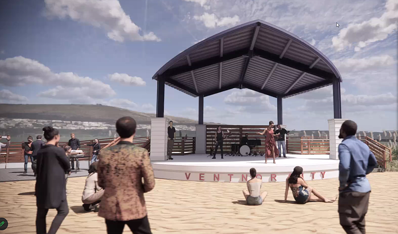 McLees Architecture's original design for the proposed bandshell at the Newport Avenue beachfront park.