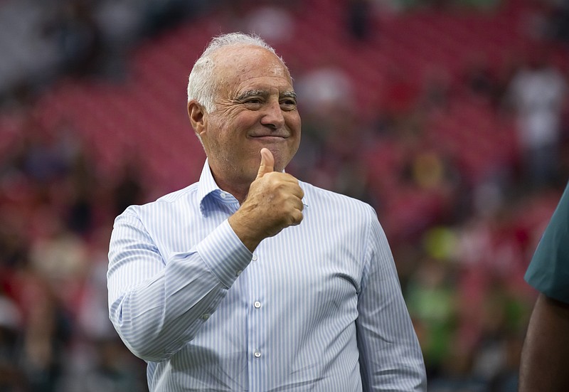 Oct 9, 2022; Glendale, Arizona, USA; Philadelphia Eagles owner Jeffrey Lurie prior to the game against the Arizona Cardinals at State Farm Stadium. Mandatory Credit: Mark J. Rebilas-USA TODAY Sports