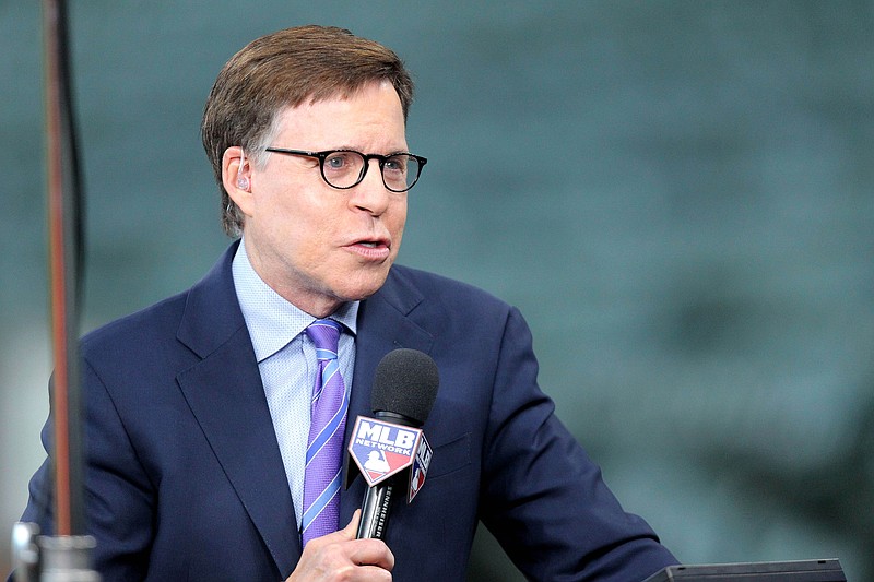 Apr 10, 2019; Houston, TX, USA; MLB Network broadcaster Bob Costas answers questions during an interview prior to the game between the Houston Astros and the New York Yankees at Minute Maid Park. Mandatory Credit: Erik Williams-USA TODAY Sports