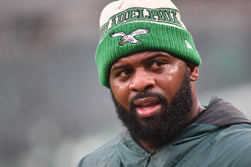 Nov 26, 2023; Philadelphia, Pennsylvania, USA; Philadelphia Eagles defensive tackle Fletcher Cox (91) during warmups against the Buffalo Bills at Lincoln Financial Field. Mandatory Credit: Eric Hartline-USA TODAY Sports