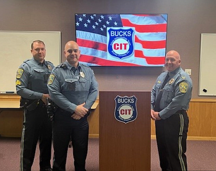 Doylestown Township Police Sgt. Jeff Stich, left, Officer Matt Hershowitz and Chief Charles Zeigler. (Credit: Doylestown Township Police)