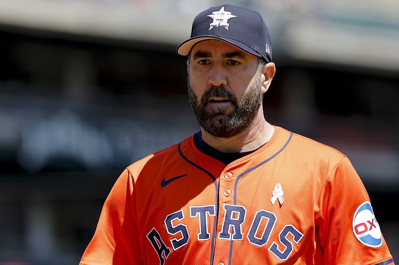 May 12, 2024; Detroit, Michigan, USA;  Houston Astros starting pitcher Justin Verlander (35) walks off the field in the third inning against the Detroit Tigers at Comerica Park. Mandatory Credit: Rick Osentoski-USA TODAY Sports