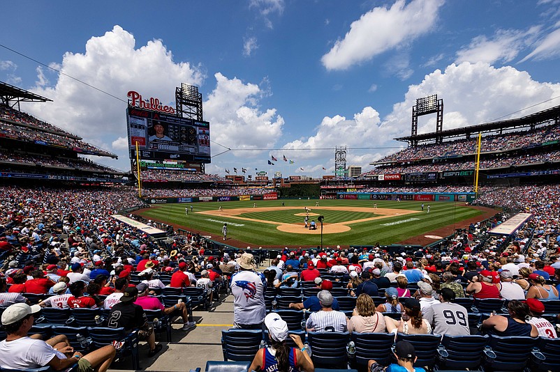 Jul 31, 2024; Philadelphia, Pennsylvania, USA;  General view of Citizens Bank Park during the sixth inning of a game between the Philadelphia Phillies and the New York Yankees. Mandatory Credit: Bill Streicher-USA TODAY Sports