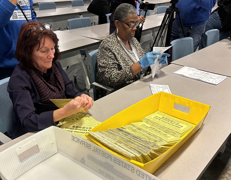 Elections workers demonstrate how ballots will be counted at the Philadelphia Election Warehouse Oct. 25, 2024 (Capital-Star photo by John Cole)