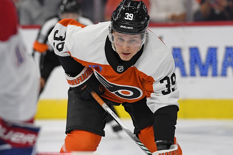 Oct 27, 2024; Philadelphia, Pennsylvania, USA; Philadelphia Flyers right wing Matvei Michkov (39) against the Montreal Canadiens at Wells Fargo Center. Mandatory Credit: Eric Hartline-Imagn Images