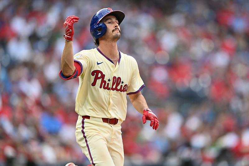 Aug 28, 2024; Philadelphia, Pennsylvania, USA; Philadelphia Phillies catcher Garrett Stubbs (21) reacts after lining out against the Houston Astros in the sixth inning at Citizens Bank Park. Mandatory Credit: Kyle Ross-USA TODAY Sports