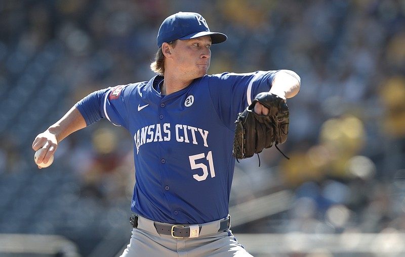 Sep 15, 2024; Pittsburgh, Pennsylvania, USA;  Kansas City Royals starting pitcher Brady Singer (51) delivers a pitch against the Pittsburgh Pirates during the first inning at PNC Park. Mandatory Credit: Charles LeClaire-Imagn Images