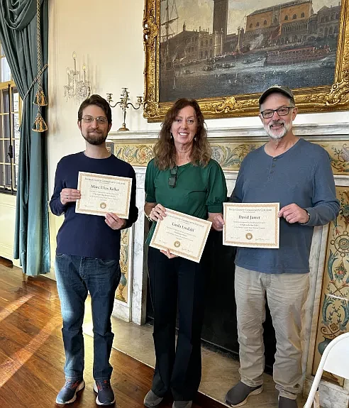 2024 Bucks County Short Fiction Contest Winners: Marc Elias Keller, Linda Lindahl, and David Jarret. (Courtesy of Bucks County Community College)