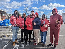 Turkey and ham giveaway in Pleasantville