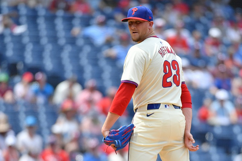 Jun 23, 2024; Philadelphia, Pennsylvania, USA; Philadelphia Phillies pitcher Jeff Hoffman (23) against the Arizona Diamondbacks at Citizens Bank Park. Mandatory Credit: Eric Hartline-USA TODAY Sports