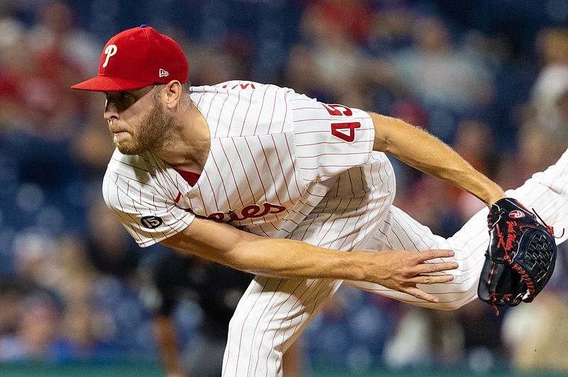 Sep 22, 2021; Philadelphia, Pennsylvania, USA; Philadelphia Phillies starting pitcher Zack Wheeler (45) throws a pitch against the Baltimore Orioles during the third inning at Citizens Bank Park. Mandatory Credit: Bill Streicher-USA TODAY Sports