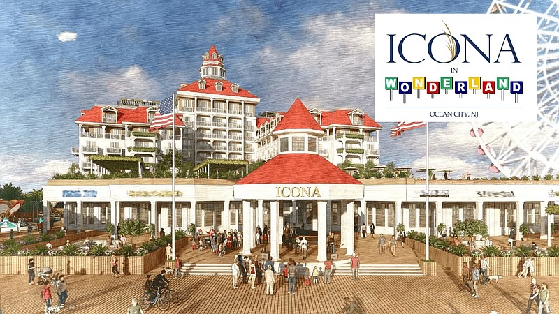 Architectural rendering of proposed "ICONA in Wonderland" resort hotel on the Ocean City Boardwalk.