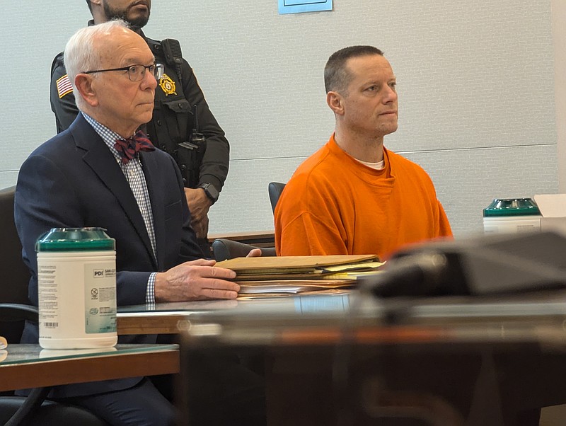 Matthew Shriver at his detention hearing with attorney John Zarych.