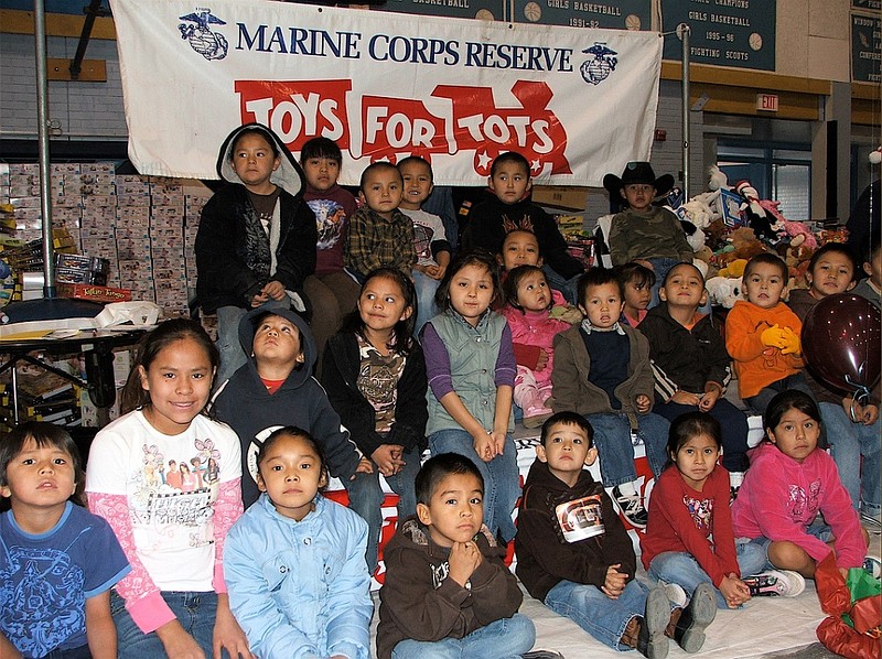 The Marine Corps Reserve collects Toys for Tots.