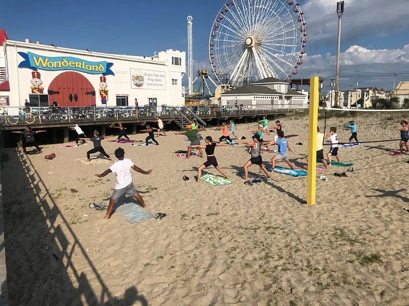 Volleyball and workout classes are some of the uses of the Sixth Street beach. (Photo courtesy of Ocean City)