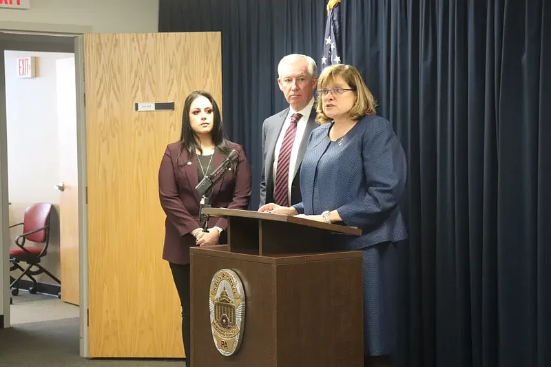 Pennycuick shared her remarks Monday, Dec. 9 alongside Montgomery County District Attorney Kevin Steele and Pennsylvania Chief Deputy Attorney General of Child Predator section Angela Sperrazza at the county government office in Norristown.