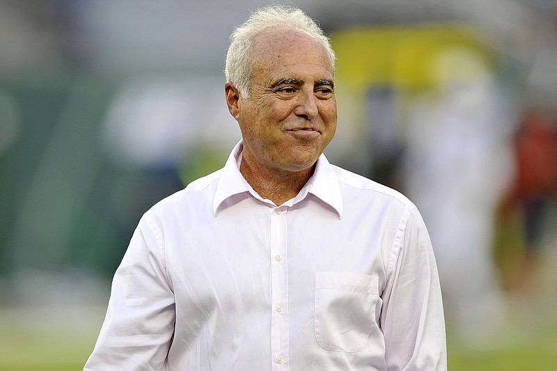 Aug 29, 2013; East Rutherford, NJ, USA; Philadelphia Eagles owner Jeff Lurie looks on before a pre-season game against the New York Jets at Metlife Stadium. Mandatory Credit: Joe Camporeale-USA TODAY Sports