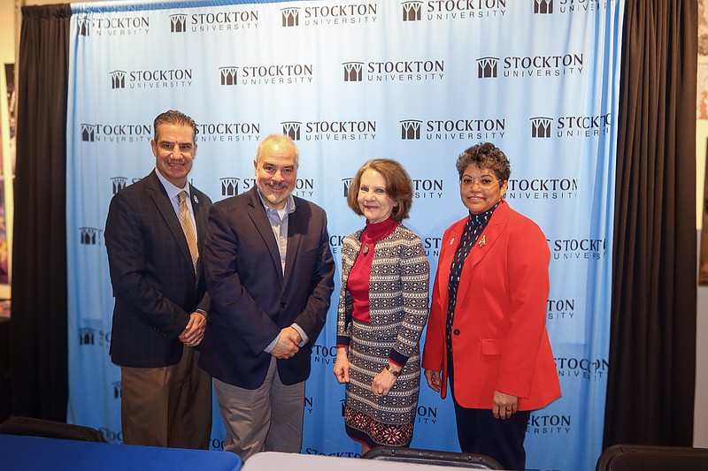 Stockton/From left, Michael Palladino, provost and vice president for Academic Affairs at Stockton; Joe Bertolino, president of Stockton University; Pamela Monaco, president of Ocean County College; and Eileen Garcia, vice president of Academic Affairs at Ocean County College signed a 3+1 agreement Dec. 16 at Stockton University