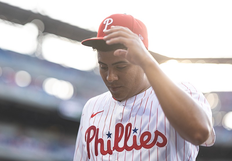 May 21, 2024; Philadelphia, Pennsylvania, USA; Philadelphia Phillies pitcher Ranger Suarez in a game against the Texas Rangers at Citizens Bank Park. Mandatory Credit: Bill Streicher-USA TODAY Sports