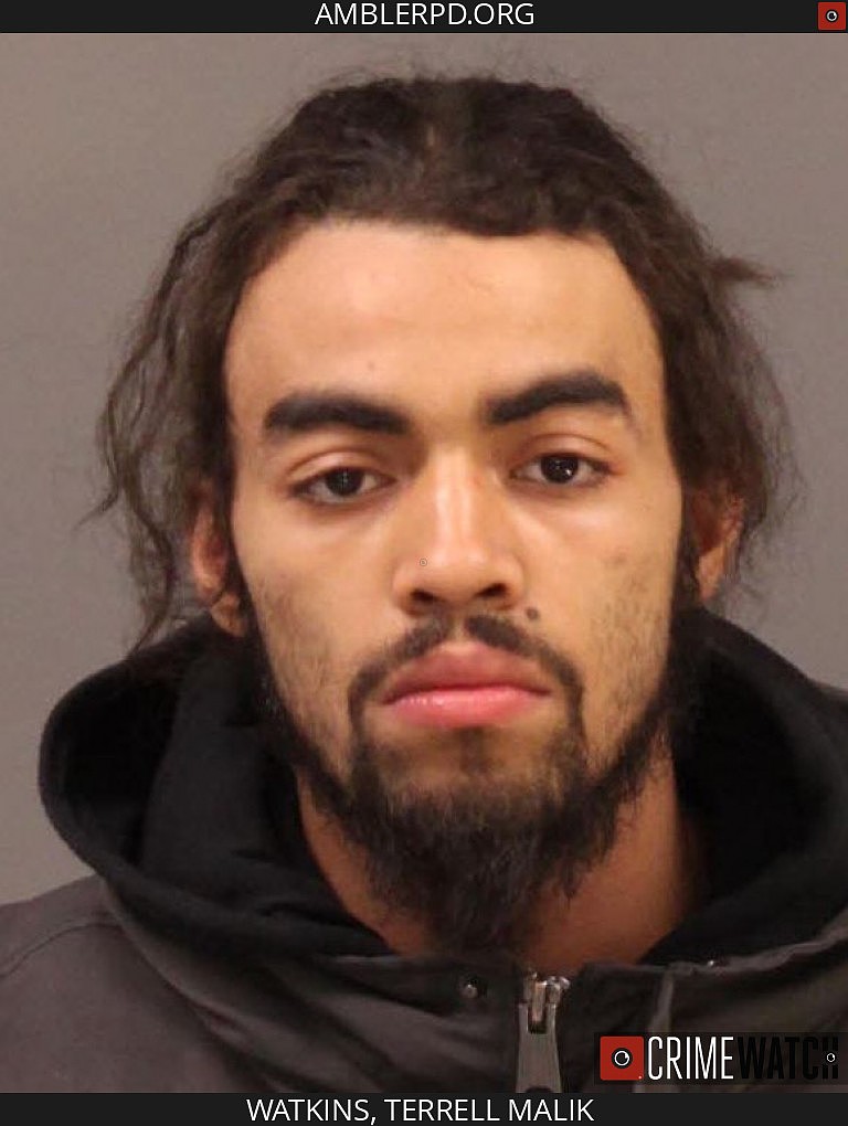 Terrell Malik Watkins, 24, of Philadelphia is wanted by Ambler Police and remains on the Montgomery County's Most Wanted list. (Image courtesy of Ambler PD)