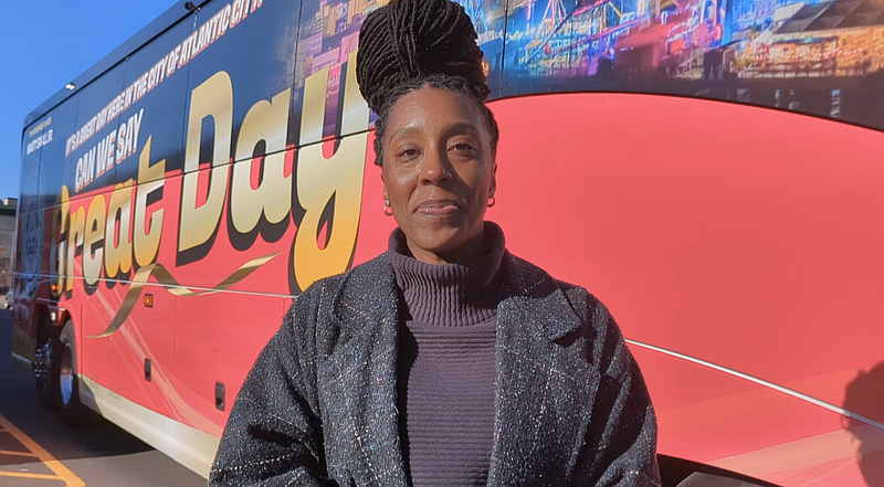 Atlantic City Director of Youth Services Christina Noble outside the 'Great Day' bus.