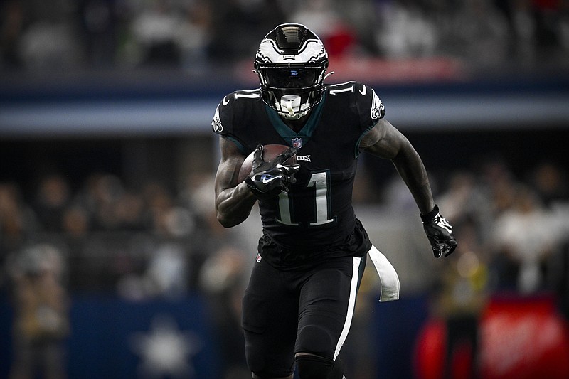 Dec 24, 2022; Arlington, Texas, USA; Philadelphia Eagles wide receiver A.J. Brown (11) in action during the game between the Dallas Cowboys and the Philadelphia Eagles at AT&T Stadium. Mandatory Credit: Jerome Miron-USA TODAY Sports