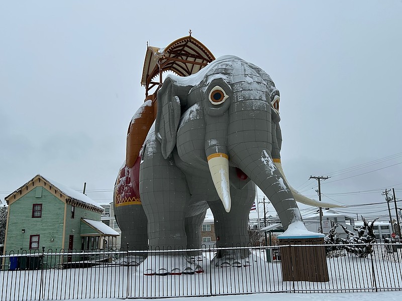 Lucy the Elephant loves the snow.