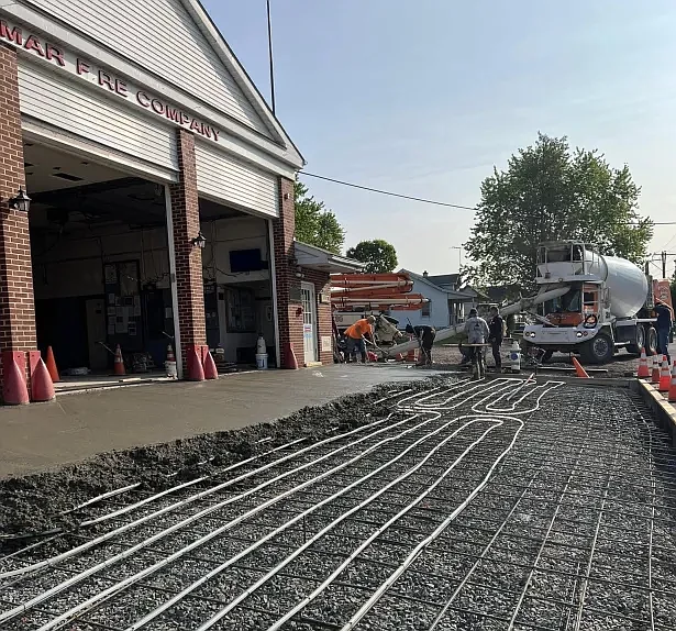 A new driveway takes shape at the Colmar Fire Company’s station on Walnut Street in Oct. 2024. (Credit: Colmar Volunteer Fire Company/Facebook)