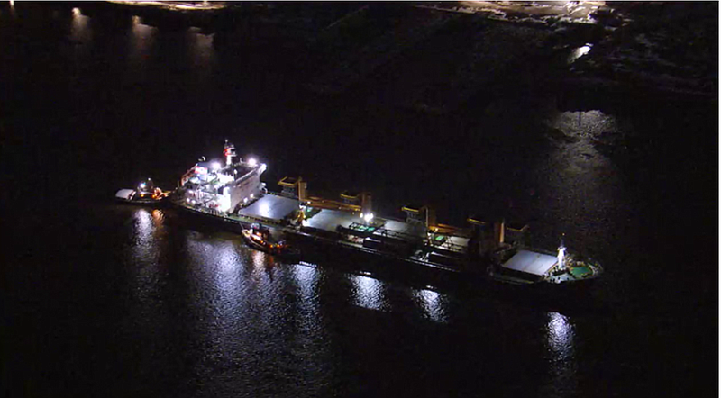 A cargo ship is stuck in the Delaware River near Fishtown. (Photo courtesy Fox 29)