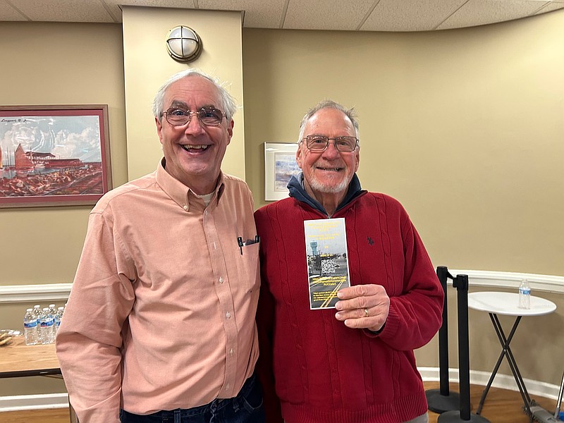 STEVE JASIECKI/Weather app creator John Gee of Western Solutions and Longport Emergency Management Coordinator Bruce Funk.