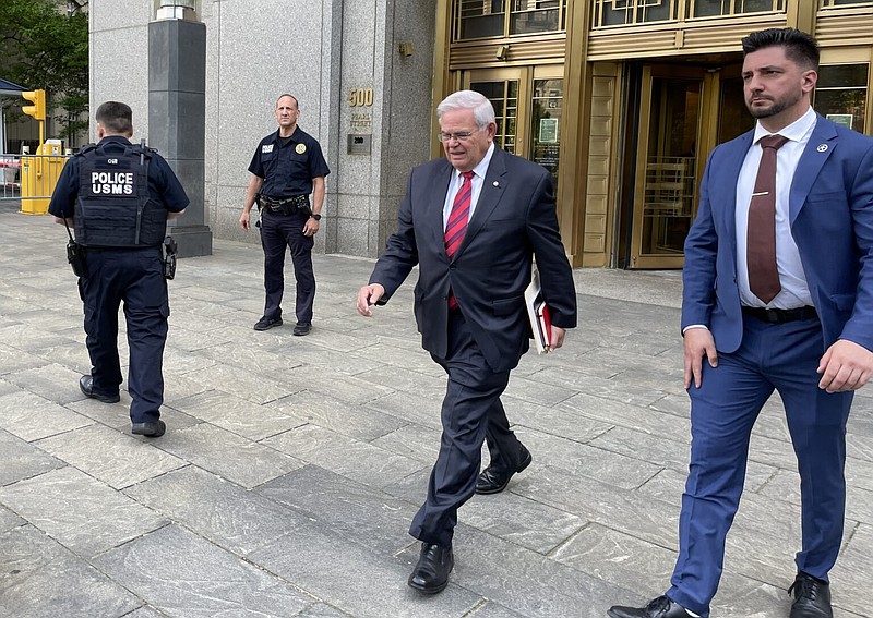 Sen. Bob Menendez leaves the Daniel Patrick Moynihan federal courthouse in Manhattan on Monday, May 20, 2024, where his corruption trial entered its second week. (Dana DiFilippo | New Jersey Monitor)