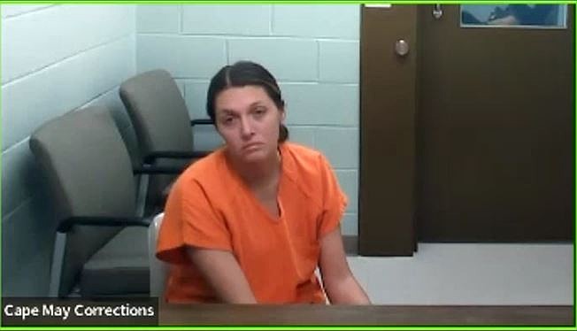 Laura Caron has her first court appearance via video from the Cape May County Correctional Facility.