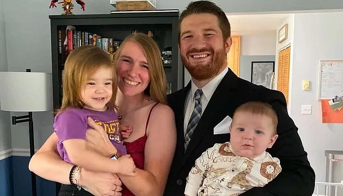 (Credit: GoFundMe) Miranda Pugliese with her husband Anthony and children Blake, 3, and Myles, 1.