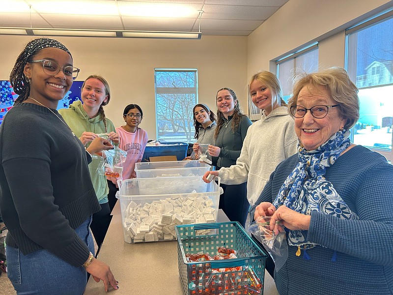 JFS/JFS volunteers assemble personal hygiene product bags for people in need in the community at the Martin Luther King, Jr. Day of Service program on Jan. 20, 2025.