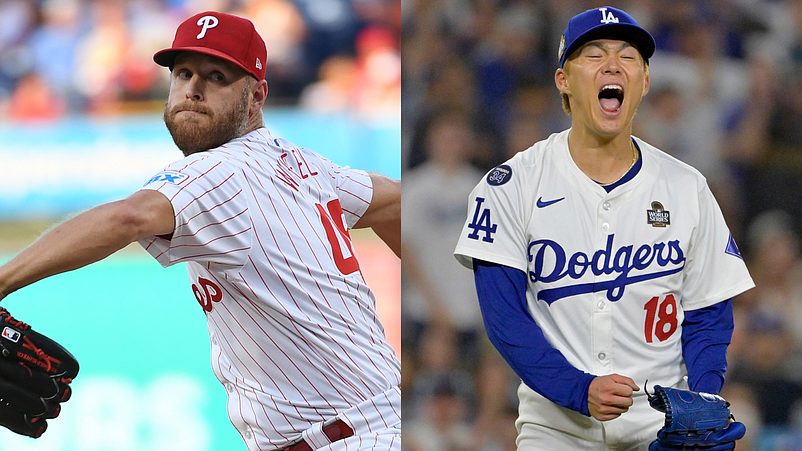 Zack Wheeler (left) and Yoshinobu Yamamoto (right) headline two of the best starting rotations in baseball. (USA Today)