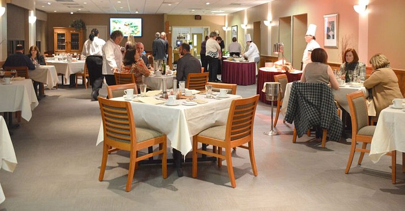 Dining room at Careme's the student-run restaurant at the Academy of Culinary Arts on the Mays Landing campus of Atlantic Cape Community College.