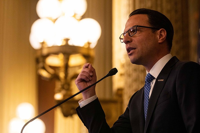 Pennsylvania Gov. Josh Shapiro delivers his first budget address to a joint session of the state House and Senate on March 7, 2023 (Credit: Amanda Mustard for the Pennsylvania Capital-Star).