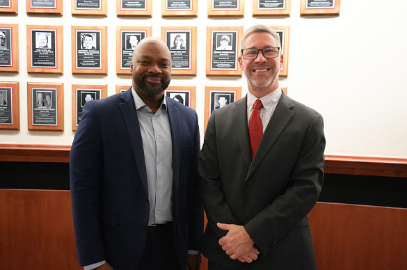 Dr. Luther Green, Jr. (left) and Robert Schultz (right) following Dr. Green’s approval as Upper Dublin School District’s new Athletic Director. (Credit: Upper Dublin School District).