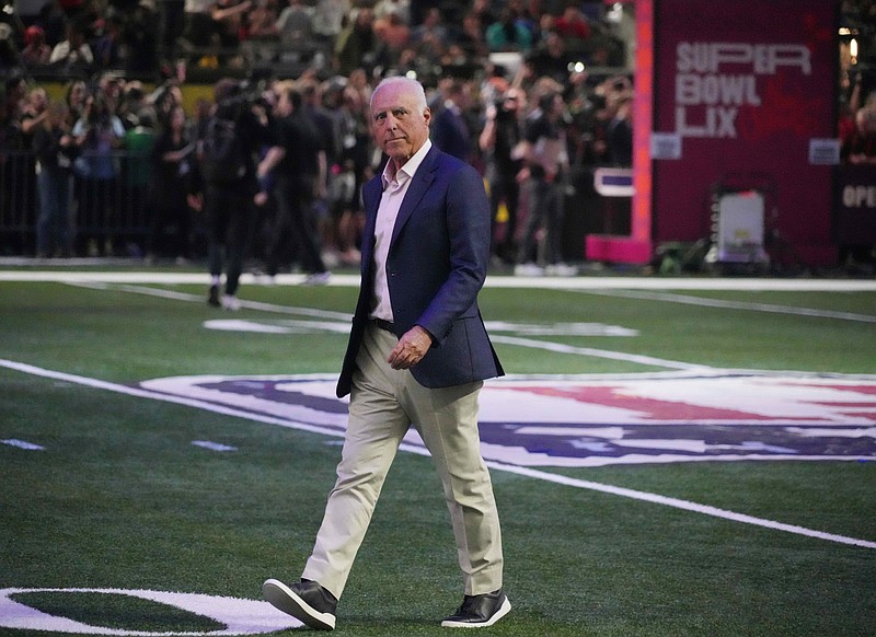 Feb 3, 2025; New Orleans, LA, USA;  Philadelphia Eagles owner Jeffrey Lurie walks across the field during Super Bowl LIX Opening Night at Ceasars Superdome. Mandatory Credit: Kirby Lee-Imagn Images